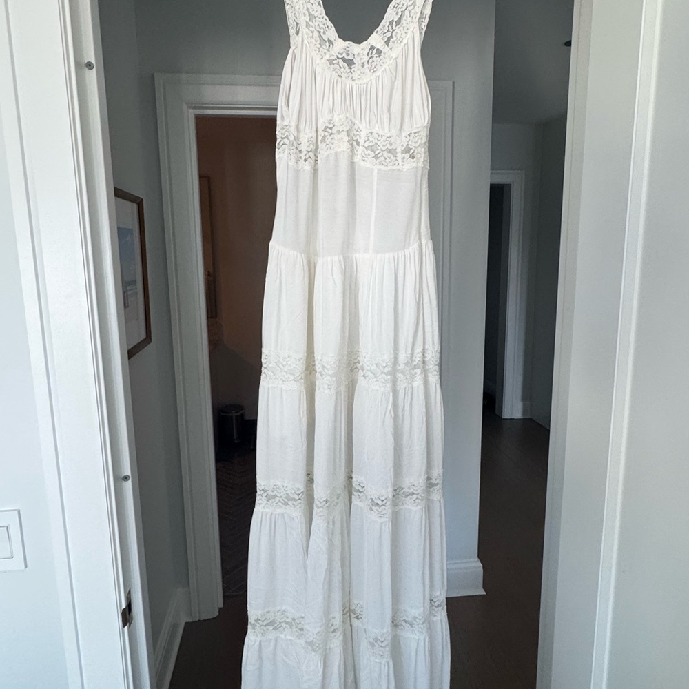 Frankie's Bikinis White Lace Maxi Dress